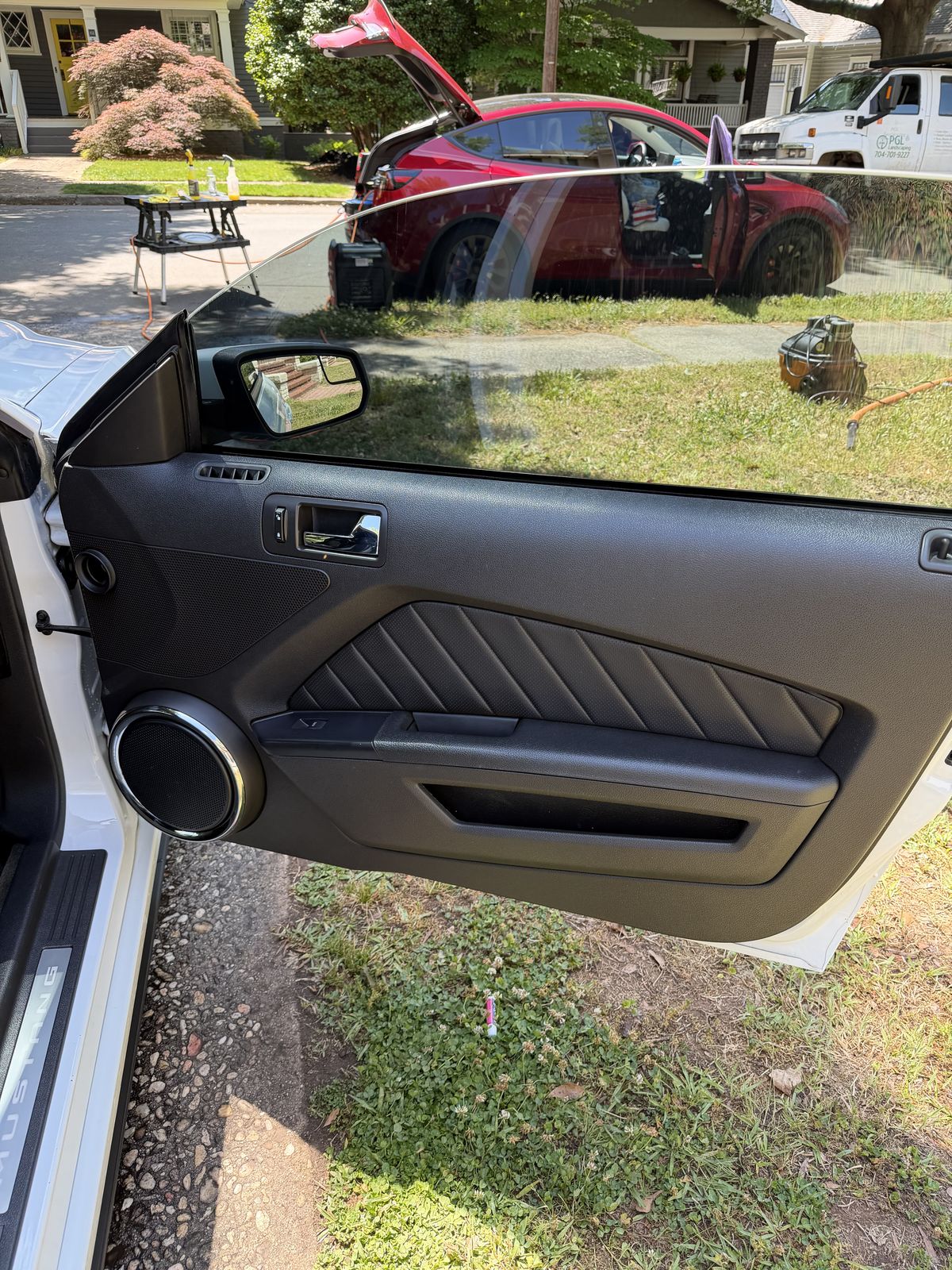 Ford Mustang GT door card during deep clean