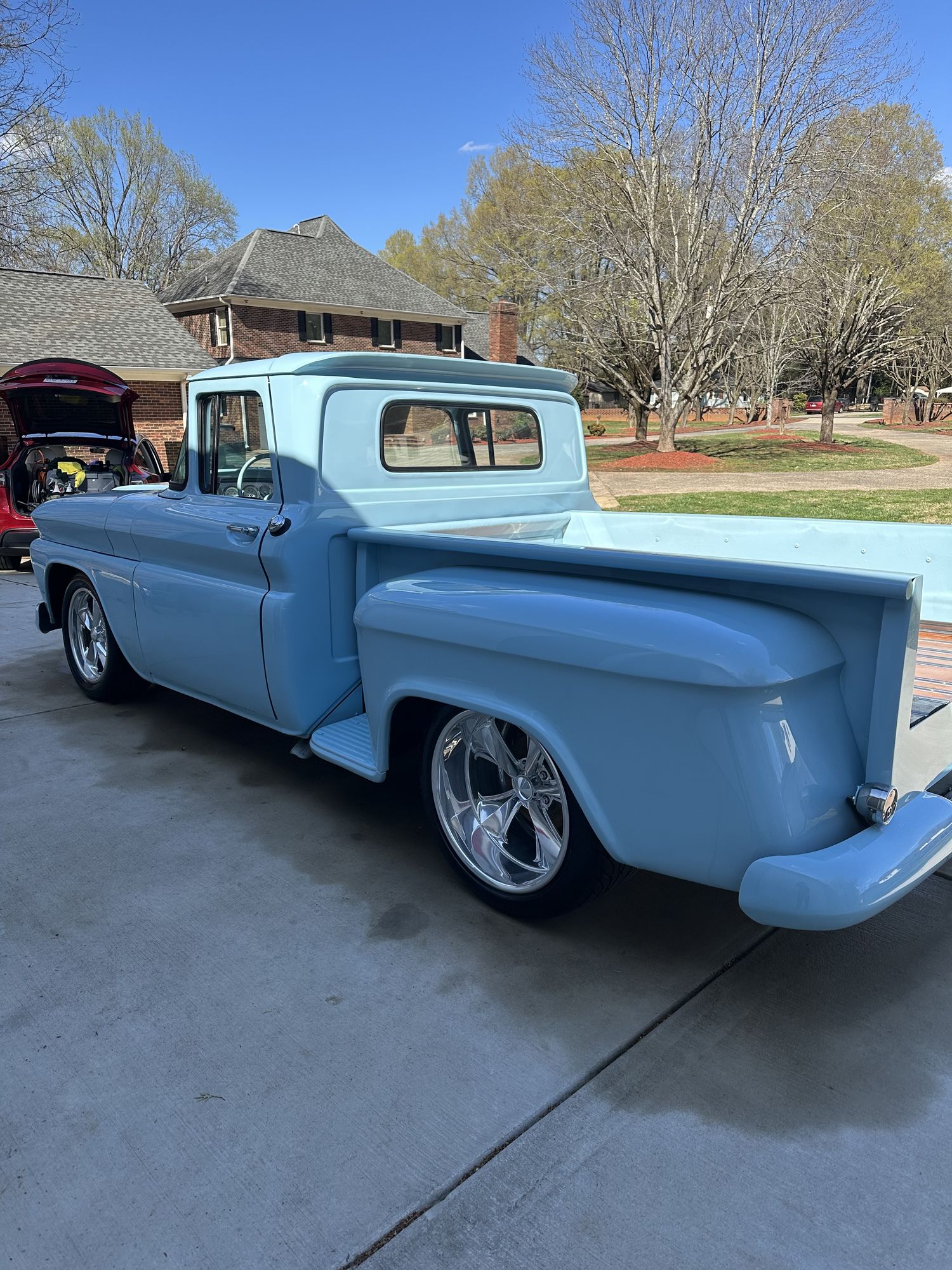 Restored 1965 Chevrolet C10 pickup in light blue, Mooresville